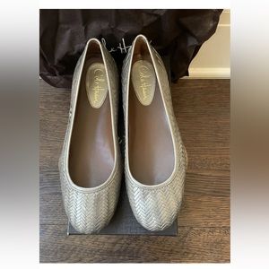 Cole Hann Nike Air Bria Ballet Comfort Flat- Silver- Size 9 New with Blx